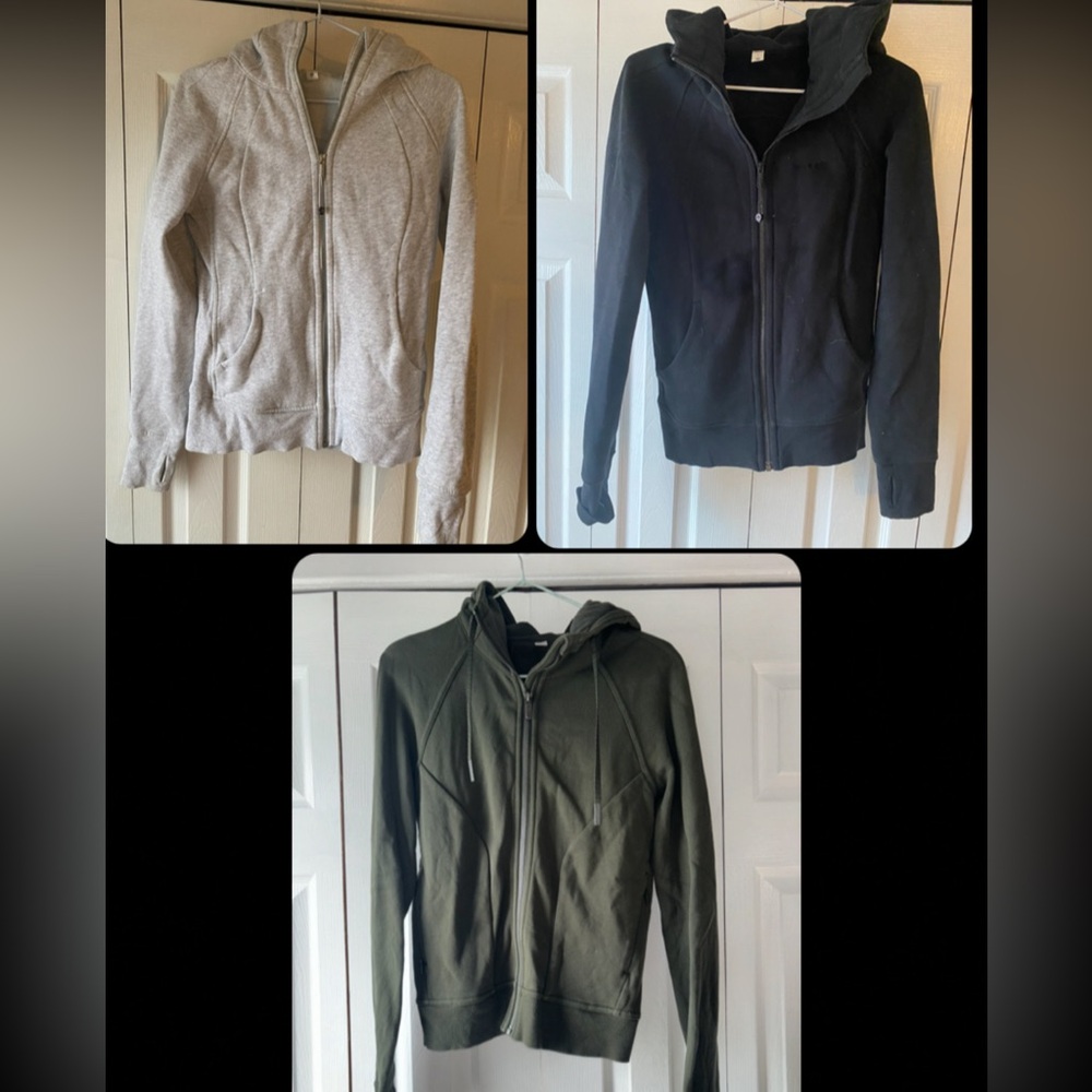 SOLD Gray, Black, and Green Zip-Up Hoodies (LULULEMON SCUBA BUNDLE)